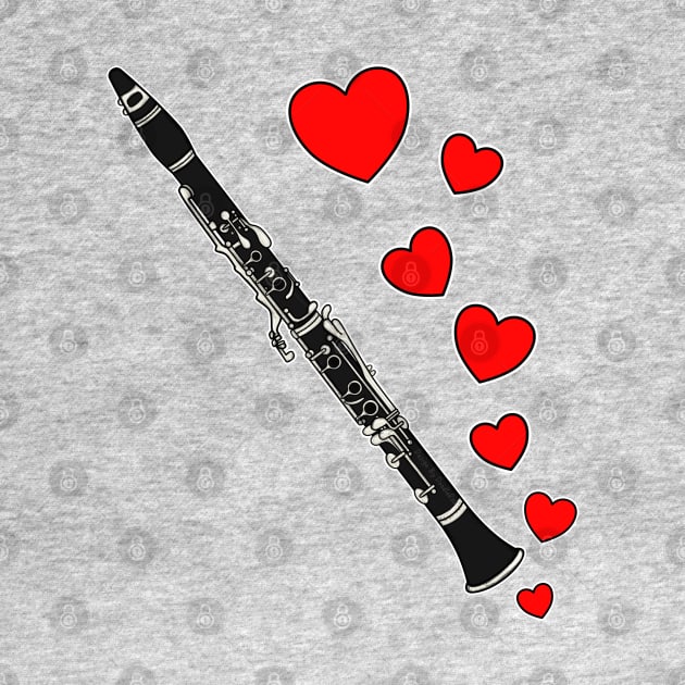 Valentines Day Clarinet Player Clarinetist Anniversary Wedding Musician by doodlerob